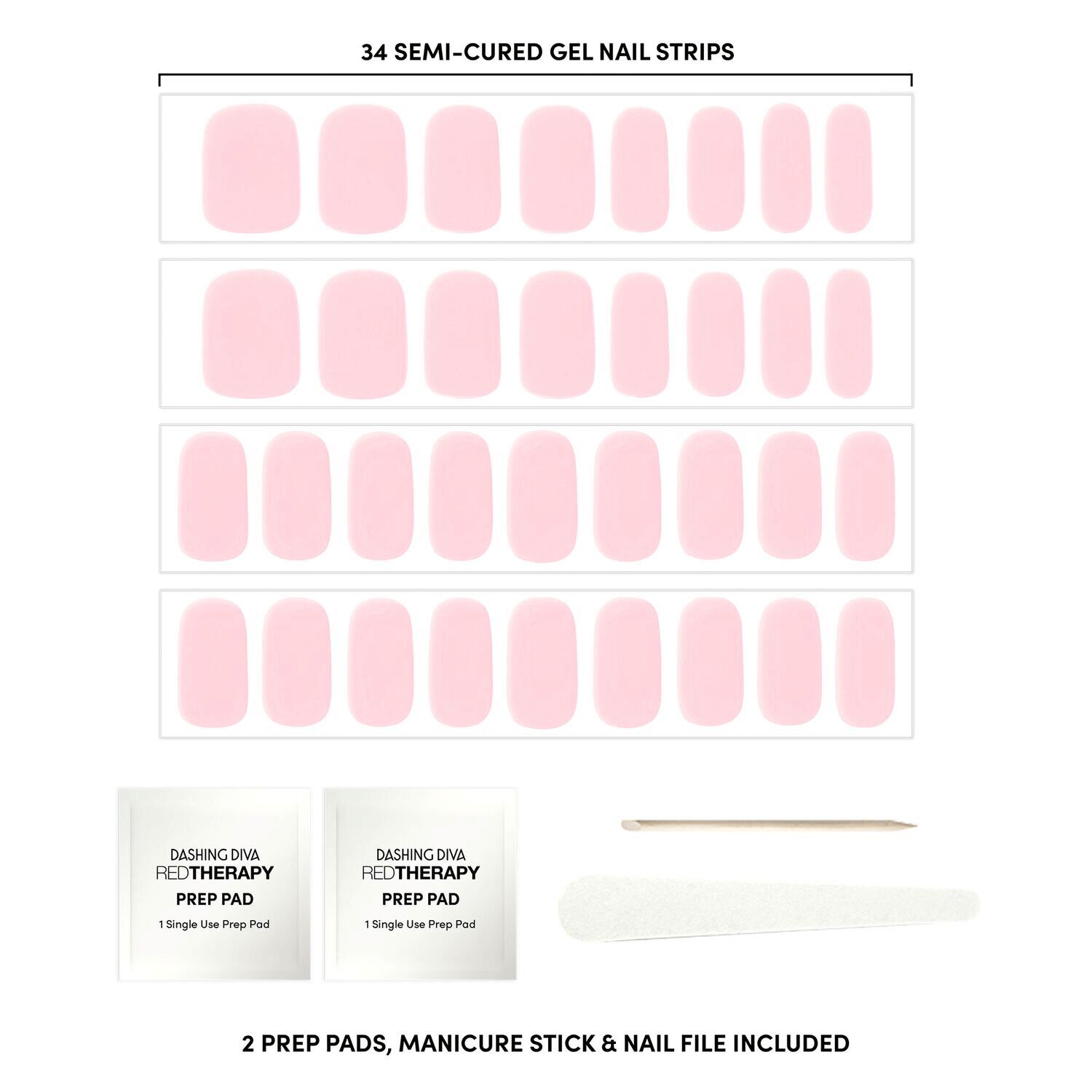 Dashing Diva Lovely Pink Semi-Cured Color Gel Strips | Press On Nail ...