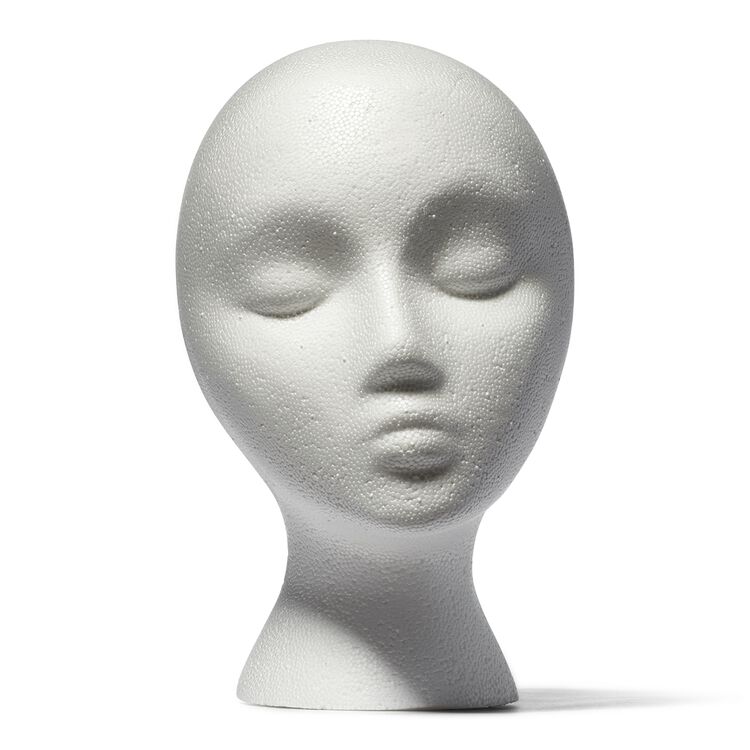 Long Wig Styrofoam Head (20 inch), Size: Medium, White