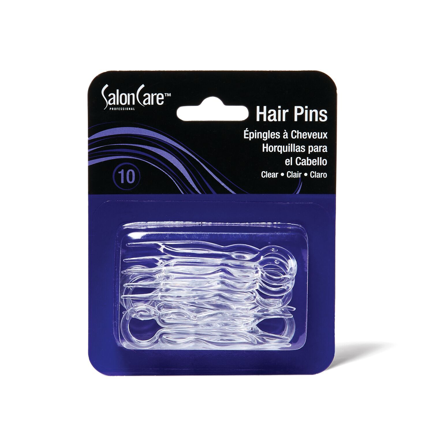 Salon Care Clear Plastic Hair Pins 10 Count Bobby Pins, Barrettes