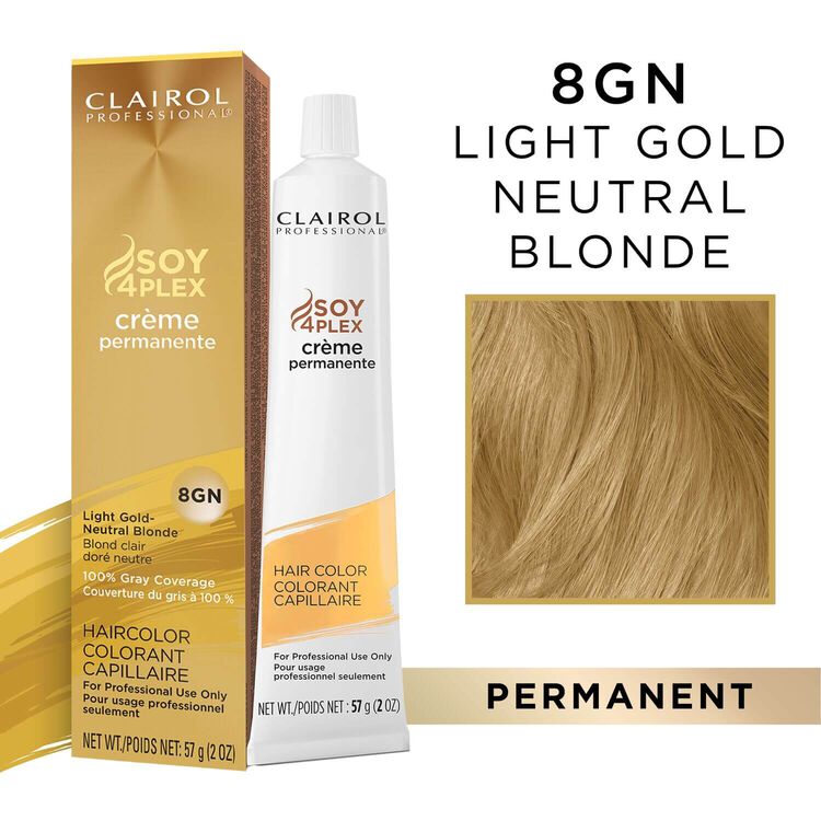 Soy4plex 8gn Light Gold Neutral Blonde Permanent Crème Hair Color By Clairol Professional 