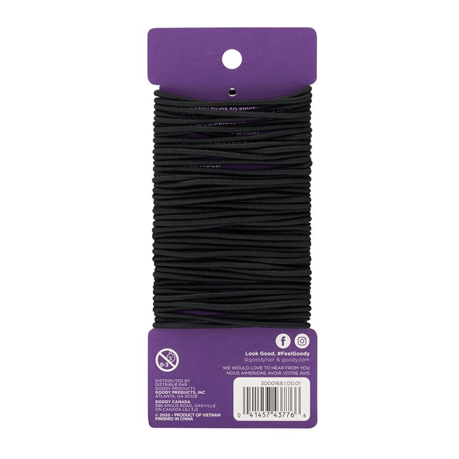 Goody Ouchless Large Thin Black Elastics 50 Count | Hair Accessories ...