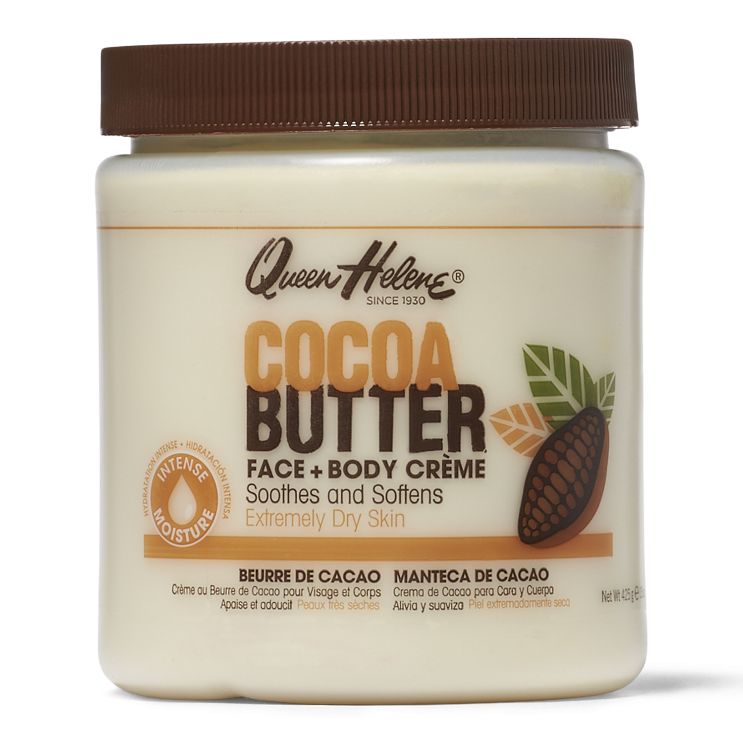 Queen Helene Cocoa Butter Crème Face & Body Lotion for Dry Skin, 15 oz